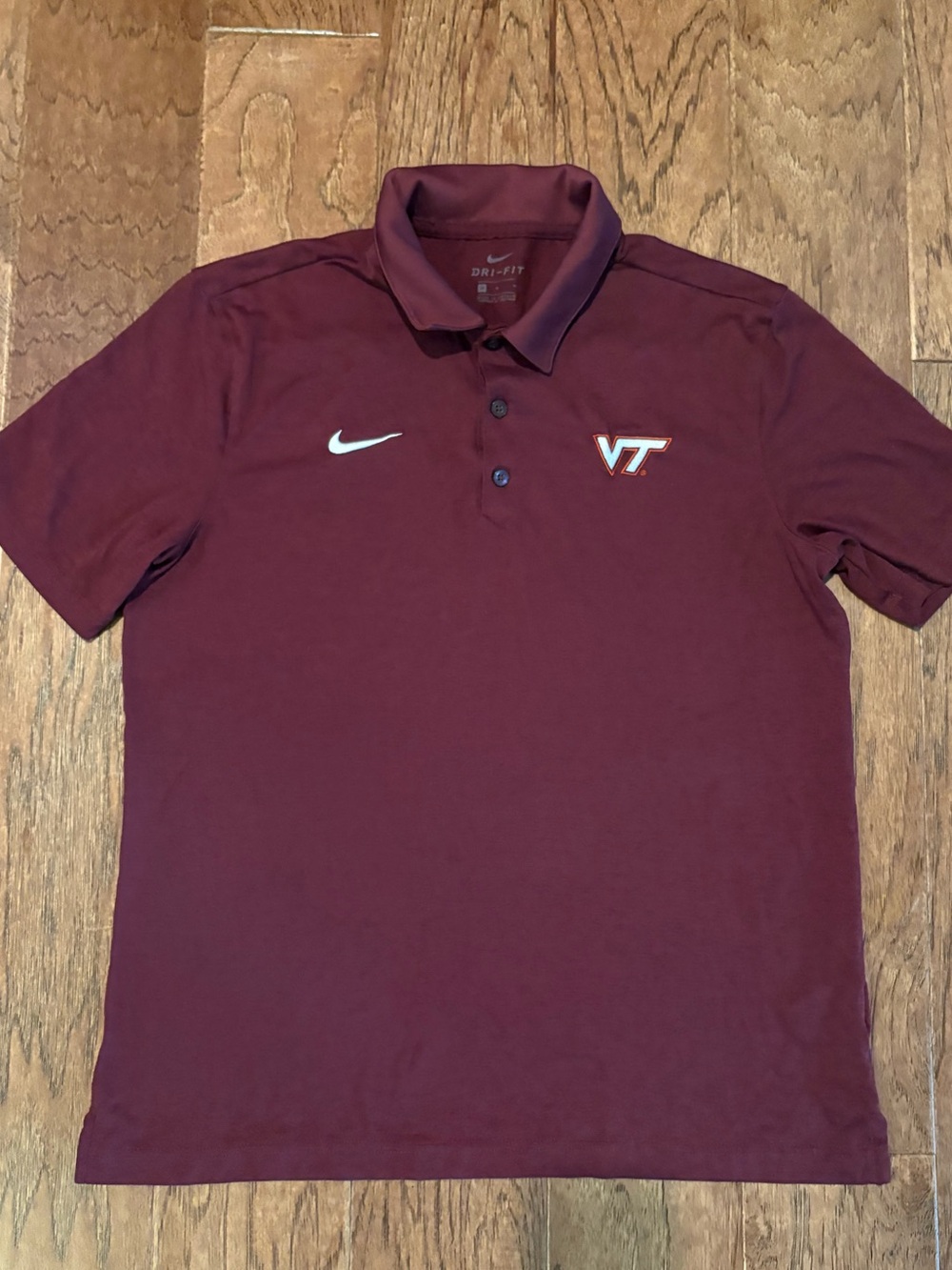 NIKE Dri-Fit HOKIES Virginia Tech VT Short Sleeve POLO Golf Boys Size Med